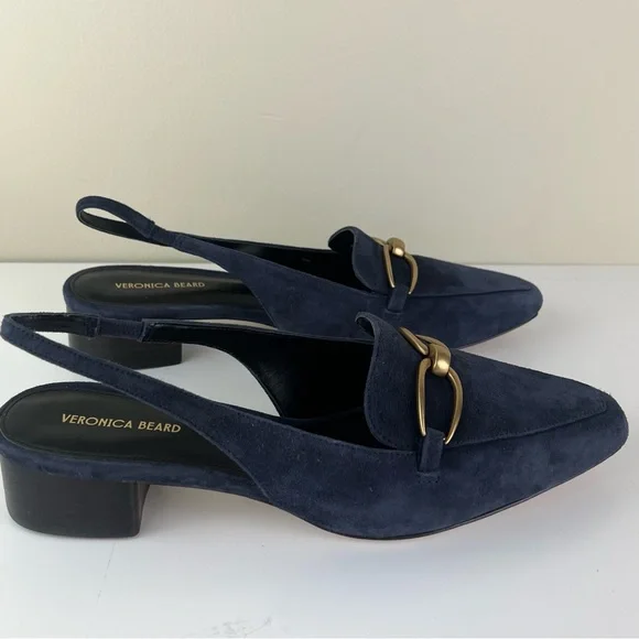 VERONICA BEARD BLUE SUEDE SLINGBACK SANDALS - Picture 3 of 11